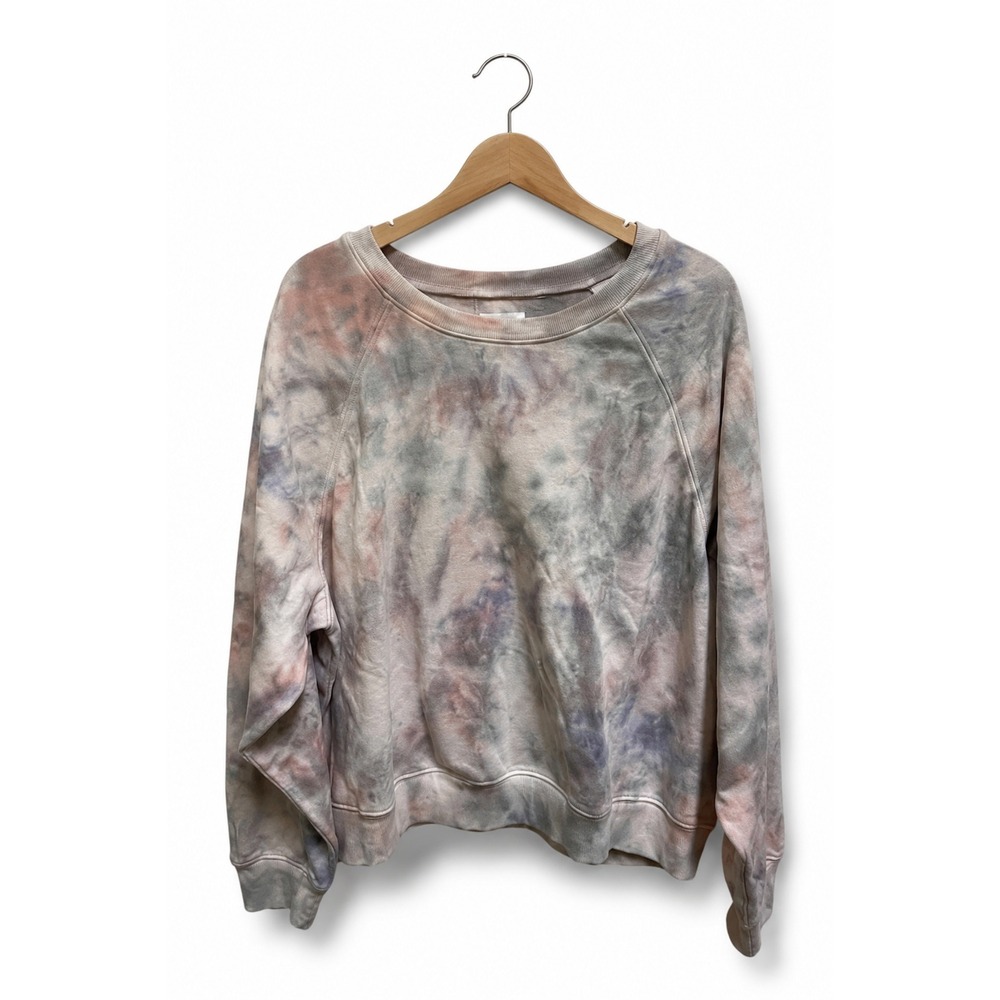 The Drop Women Tie Dye Raglan Sleeve Crewneck Sweatshirt Pink Purple Grey XL NEW